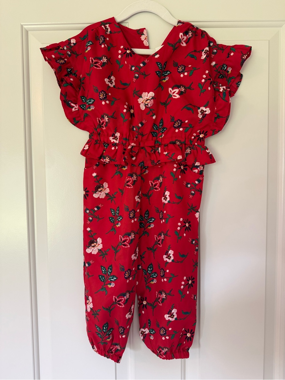 Janie and Jack Red Floral Ruffle Romper